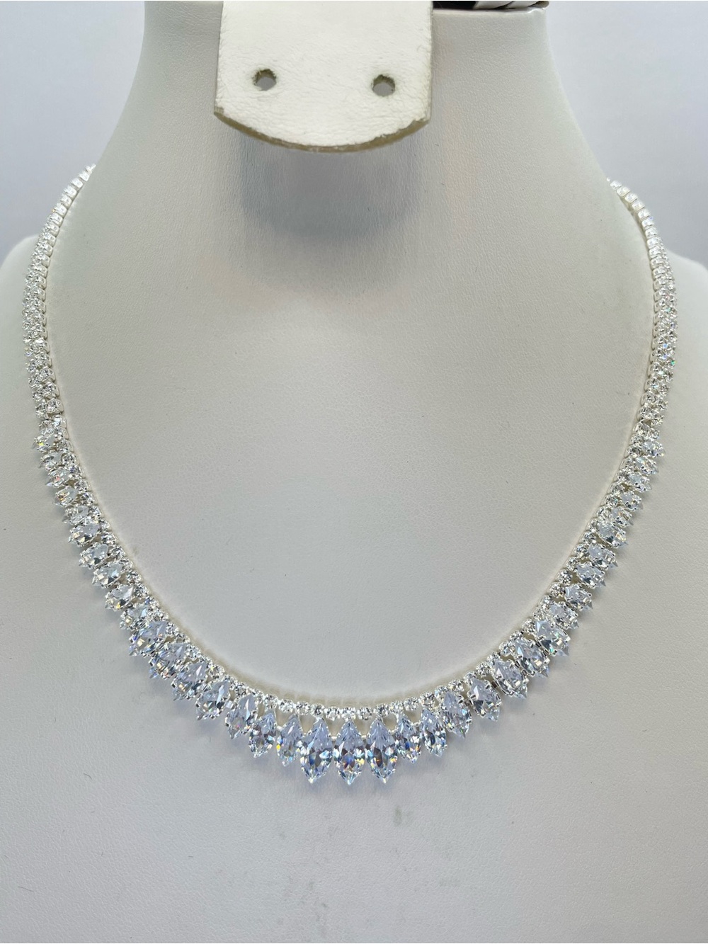 Swarovski Crystal Elements White Marquise Crystal Tennis Bridal Necklace